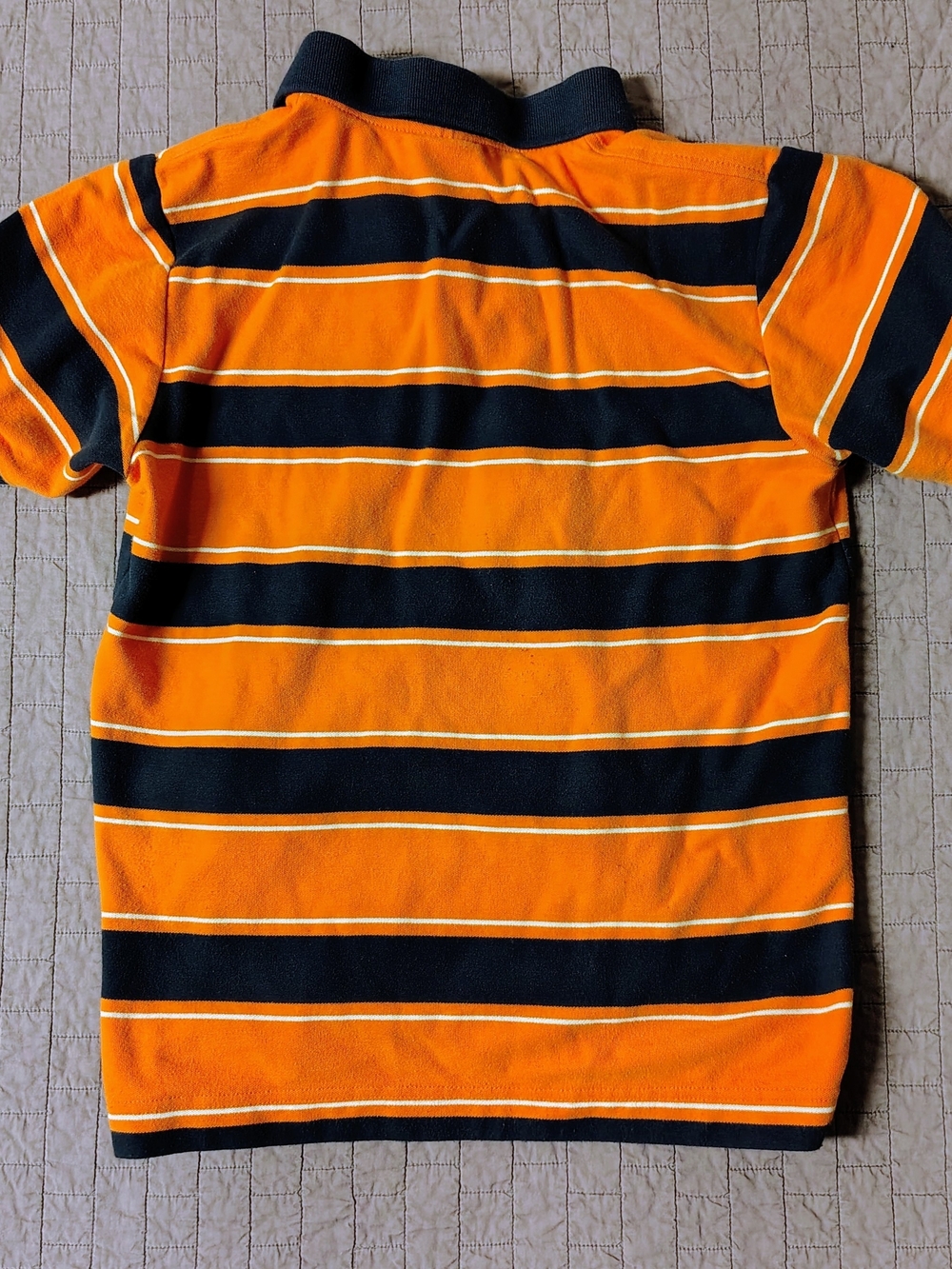 Lacoste Men's Orange Navy Striped Short Sleeve Polo Shirt Size 5 / Medium - Picture 2 of 6